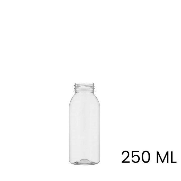 Sap & smoothie fles met dop, rond, 250 ml, inclusief dop, leeg, pet, onbedrukt
