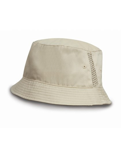 Result Headwear - Deluxe Washed Cotton Bucket Hat With Side Mesh Panels