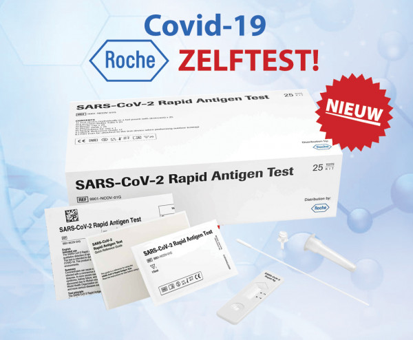 Roche SARS-CoV-2 Rapid Antigen zelftest Nasal worden per 25 stuks los in doos verkocht