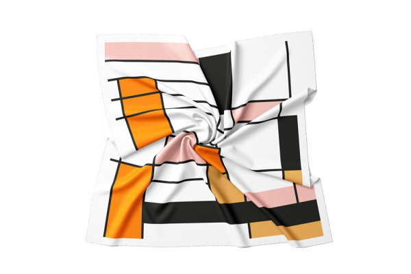 Halsdoeken van 100% microvezel, ideale maat 60 x 60 voor een zakelijke uitstraling - wit oranje.