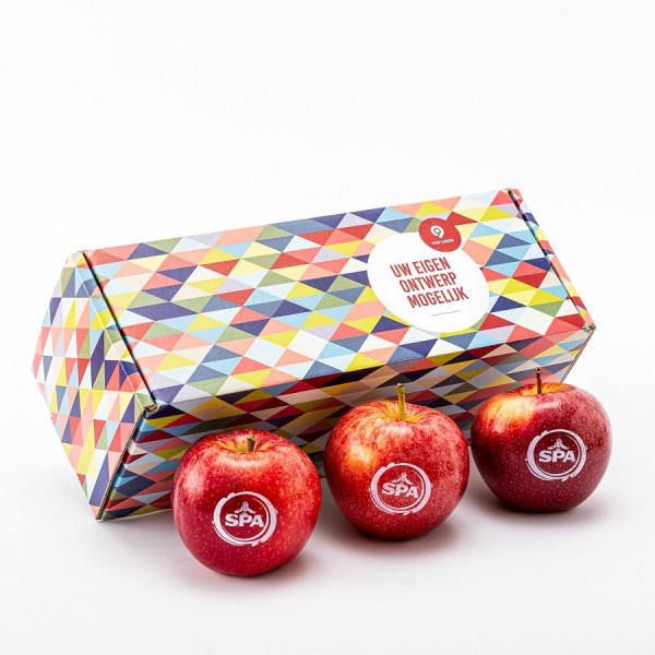 Geschenkverpakking incl. 3 bedrukte appels