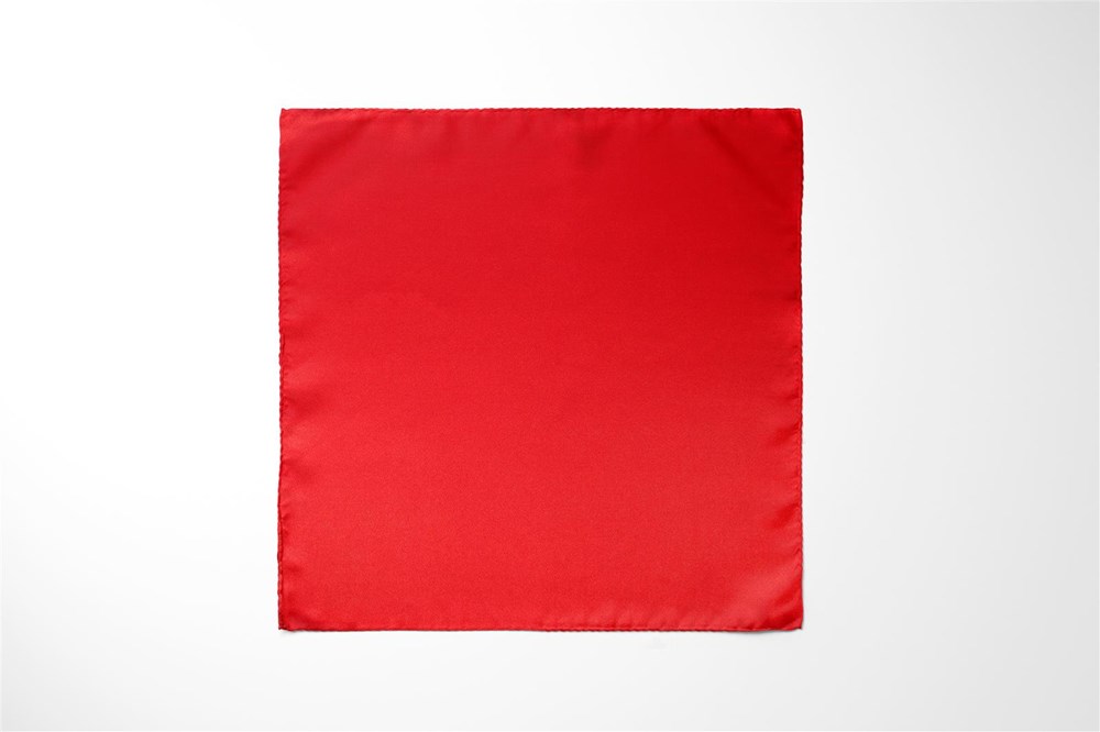 Heren zakdoek van satijn - Effen zakdoek, formaat 30 x 30 cm - 100% microvezel - Rood.