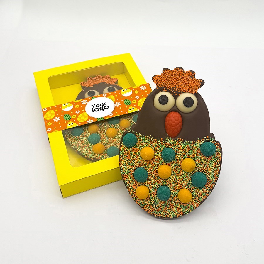 Chocolade HappyChick – Chocolade Pasen (180g) + Logo