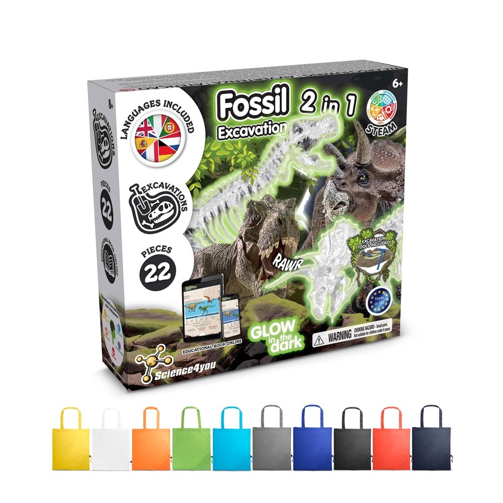 2 in 1 Fossil Excavation Kit V. Educatief spel geleverd met een opvouwbaar 190T geschenkzakje