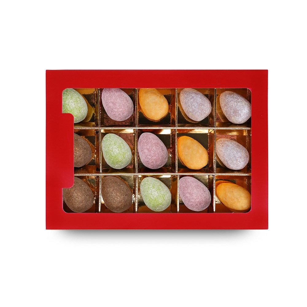 Chocolade gevulde paaseitjes | karamel/framboos/pistache | geschenkdoos | 185g