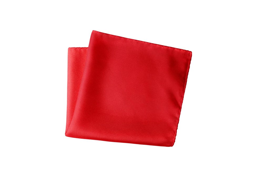 Heren zakdoek van satijn - Effen zakdoek, formaat 30 x 30 cm - 100% microvezel - Rood.