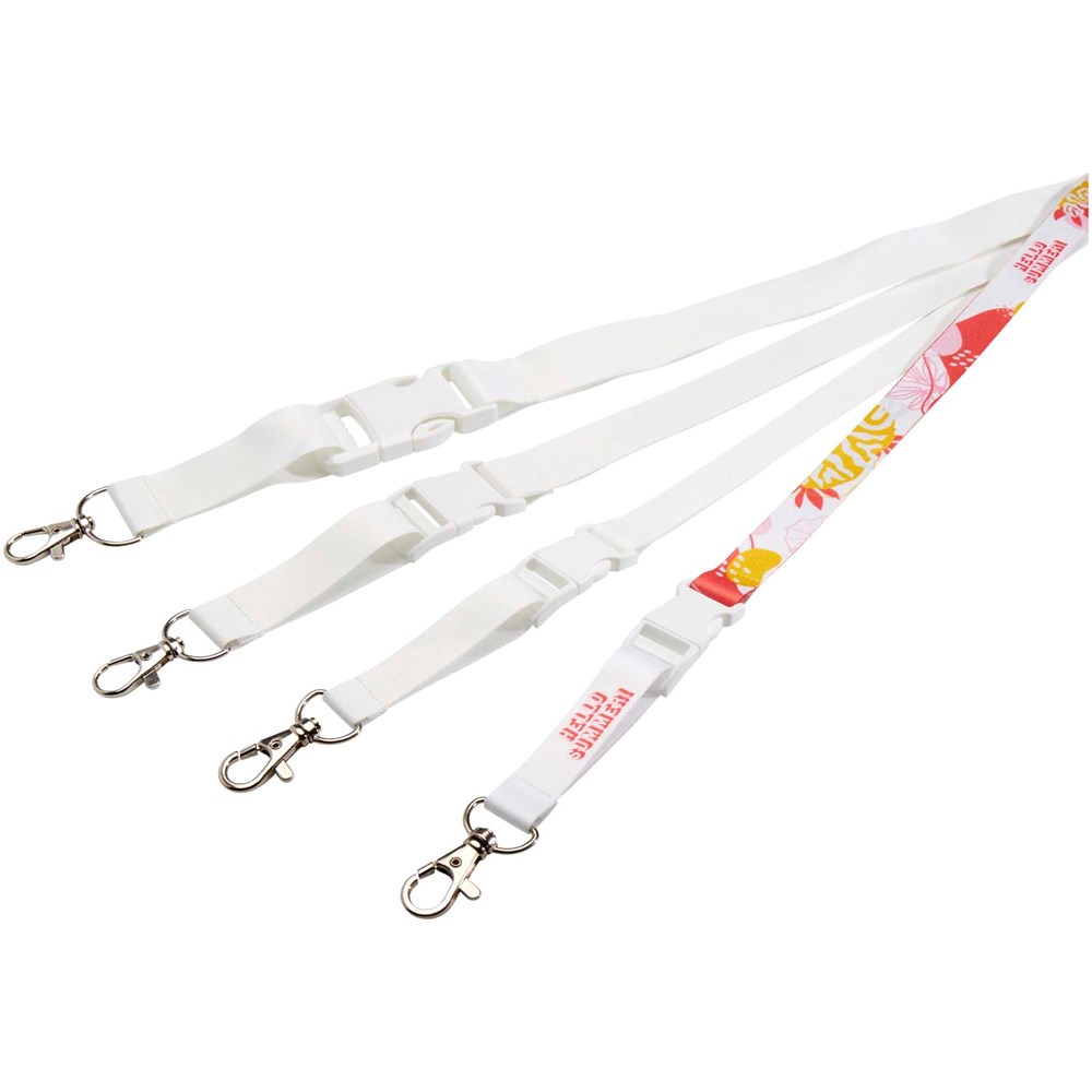 Balta sublimatie lanyard met safety breakaway sluiting en gesp