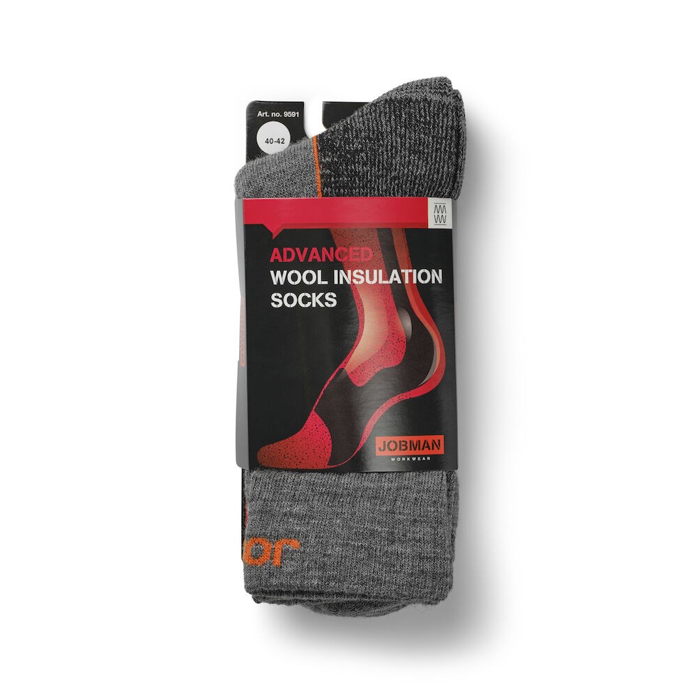 Jobman - 9591 Wool Socks Donkergrijs/Zwart 40/42