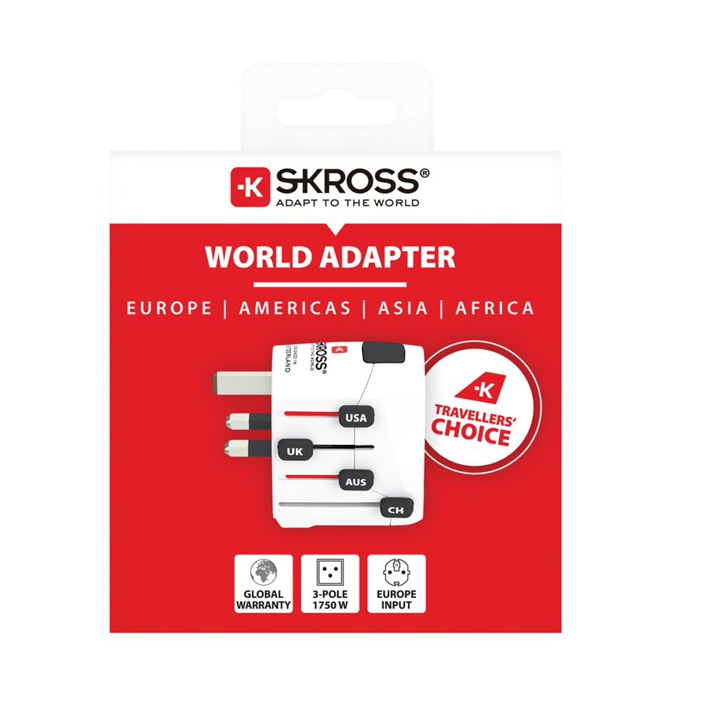 SKROSS Pro 3-polige wereldreisadapter