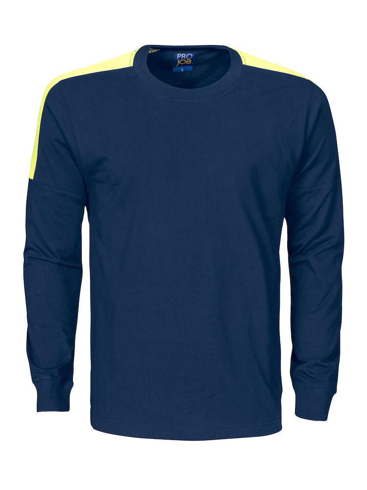 2020 T-SHIRT LANGE MOUWEN MET FLUO INZETSTUKKEN Marine /Geel XXXL