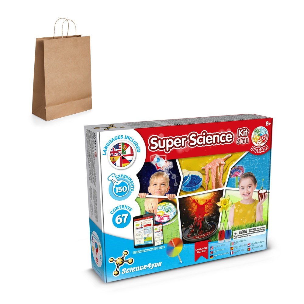 6 in 1 Super Science Kit III. Educatief spel geleverd met een kraftpapier cadeauzakje (115 g/m²)